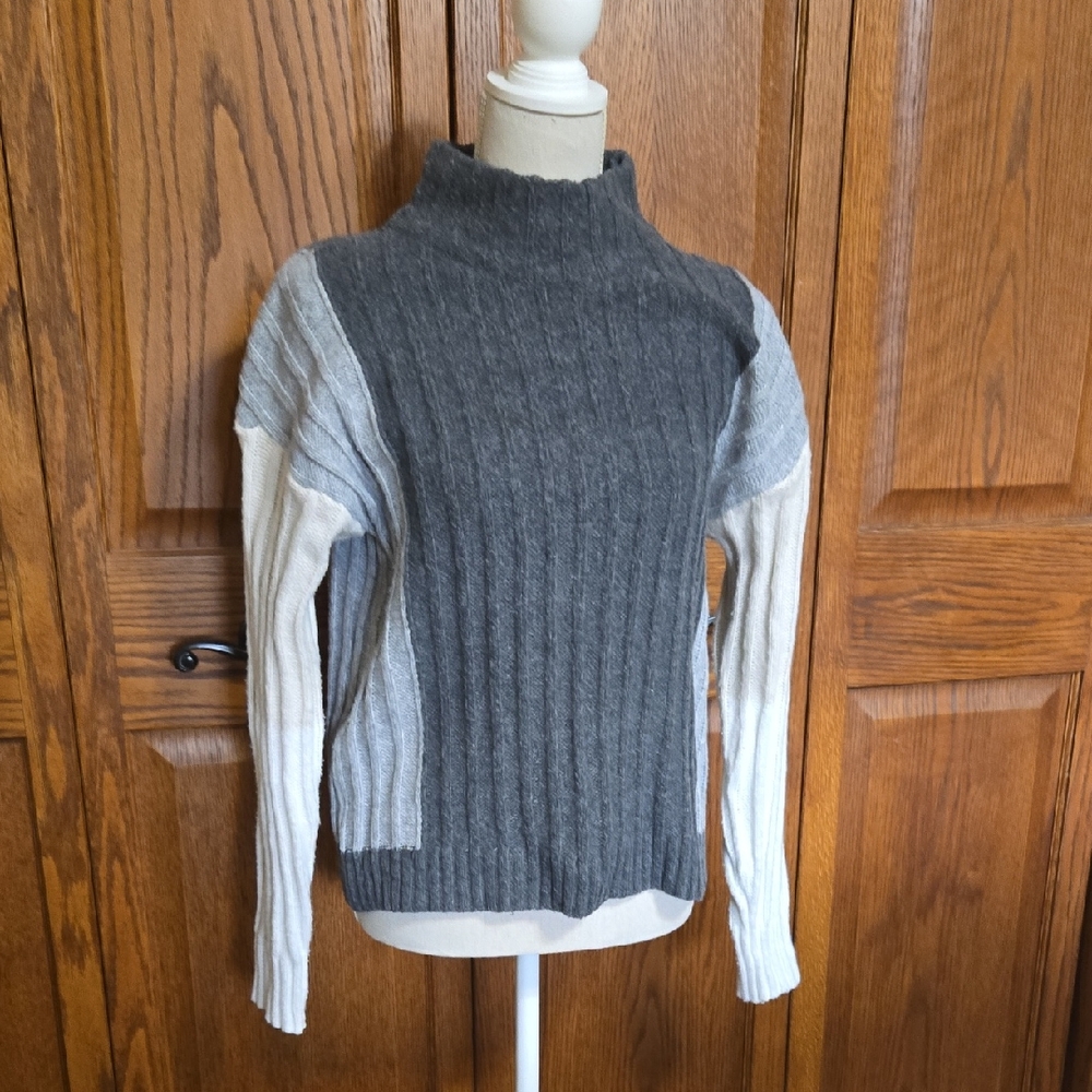 Time and Tru Charcoal and Cream Turtleneck Sweater